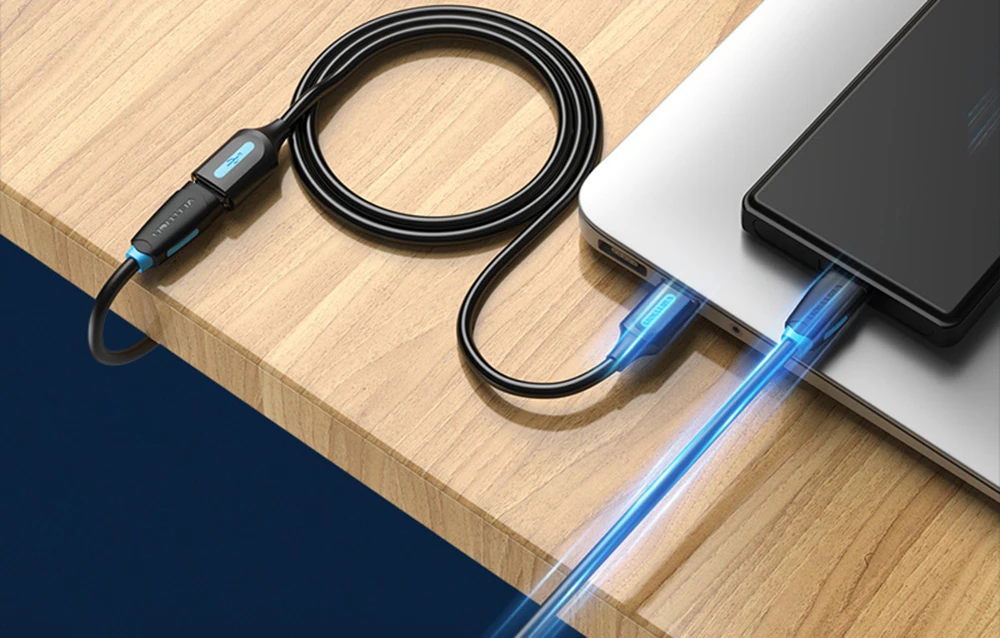 USB 2.0 kištukinis ilginamasis kabelis Vention CBIBJ 5m juodas PVC aprašymas - Prekės nuotrauka