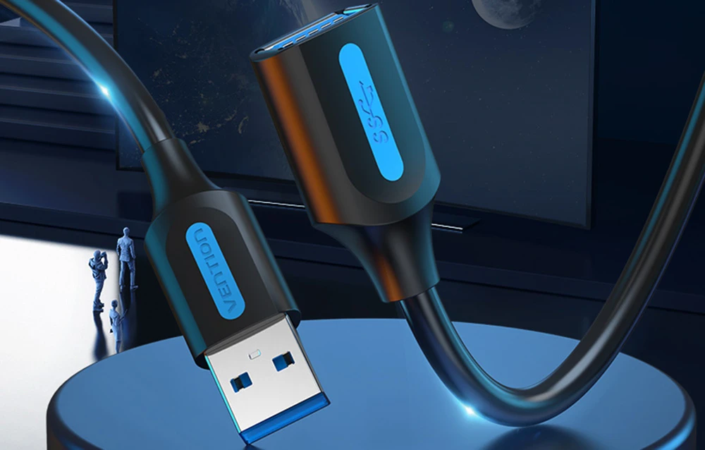 Vention USB 3.0 kištukinis prailginimo kabelis Ventiliacija CBHBH 2m Juodas PVC aprašymas - Prekės nuotrauka