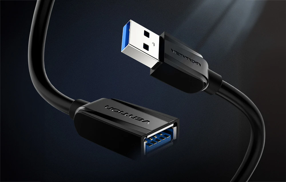 Vention prailginimo kabelis USB 3.0 - USB 1m - Juodas aprašymas - Prekės nuotrauka