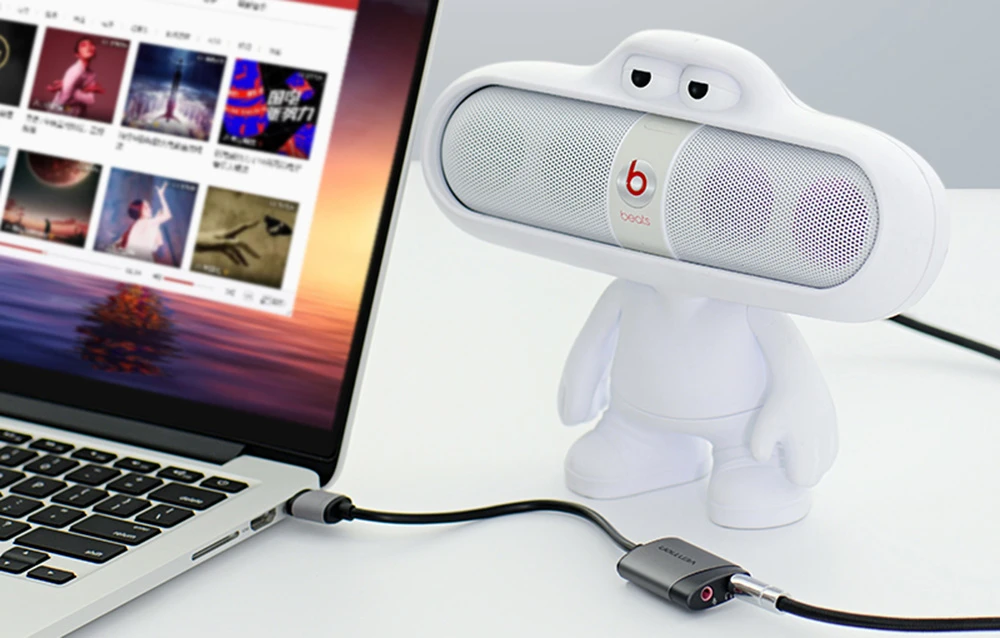 Vention Išorinė USB garso plokštė 0.15 m ventiliacijos CDKHB (pilka) aprašymas - Prekės nuotrauka