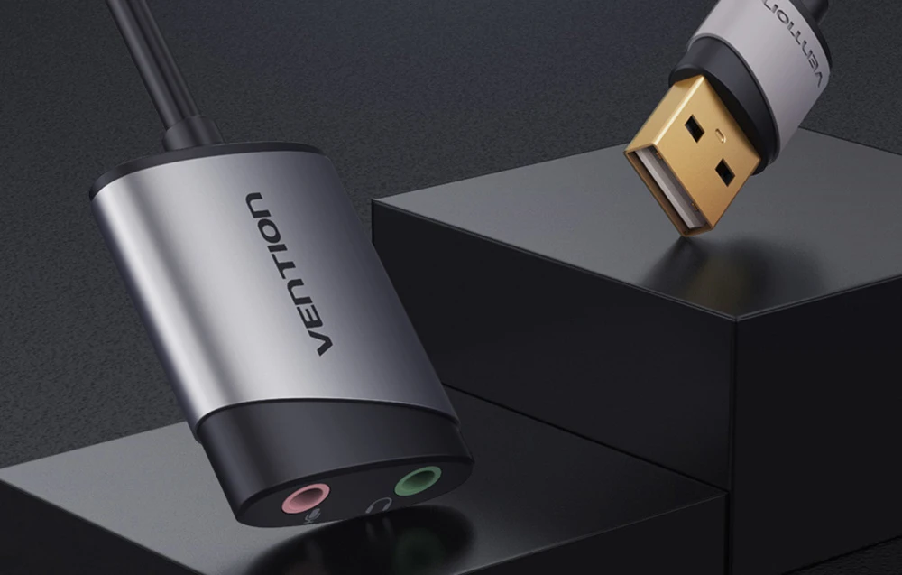 Vention Išorinė USB garso plokštė 0.15 m ventiliacijos CDKHB (pilka) aprašymas - Prekės nuotrauka