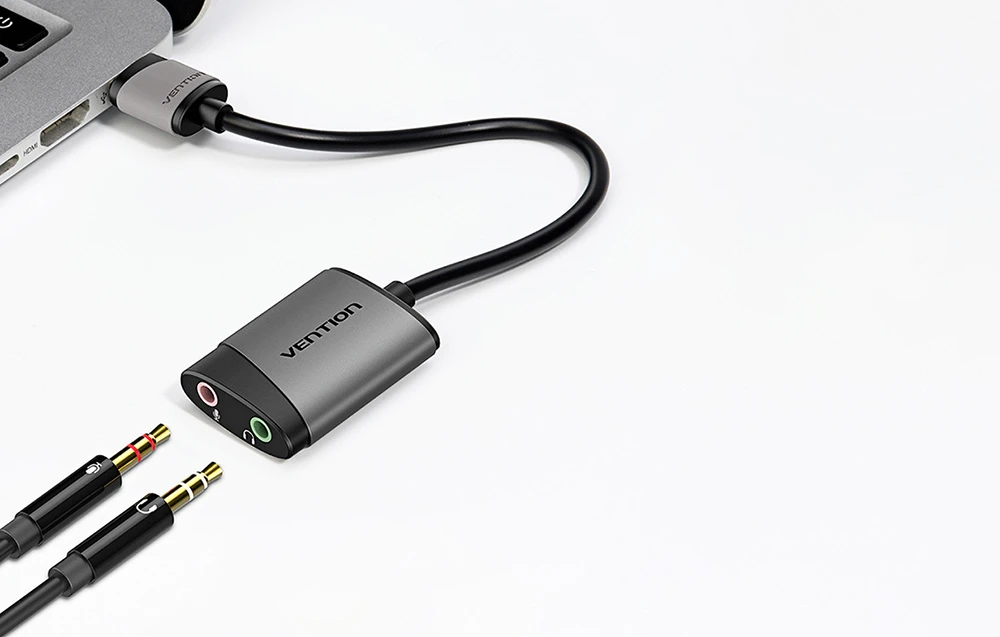 Vention Išorinė USB garso plokštė 0.15 m ventiliacijos CDKHB (pilka) aprašymas - Prekės nuotrauka
