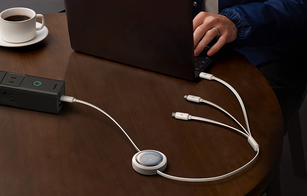 Greito įkrovimo laidas 3in1 Baseus Free2Draw USB-C prie USB-C/Lightning/Micro 100W, 1.1m (baltas) aprašymas - Prekės nuotrauka Greito įkrovimo laidas 3in1 Baseus Free2Draw USB-C prie USB-C/Lightning/Micro 100W, 1.1m (baltas) aprašymas - Prekės nuotrauka