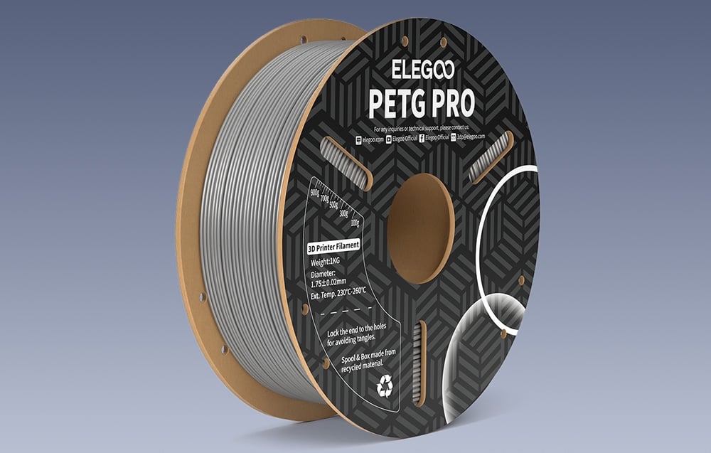 Filament PETG Pro ELEGOO (Pilka) aprašymas - Prekės nuotrauka Filament PETG Pro ELEGOO (Pilka) aprašymas - Prekės nuotrauka