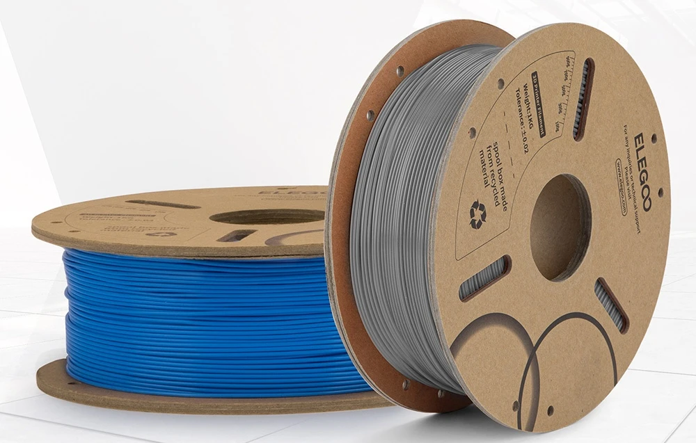 Elegoo PLA 1.75 mm 1 kg pilkas plastikas 3D spausdinimui aprašymas - Prekės nuotrauka