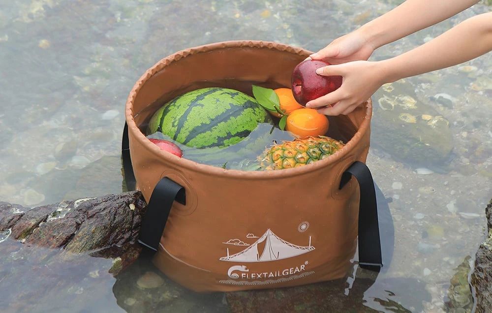 „Flextail Flex Bucket“ 20 l sulankstomas kibiras (rudas) aprašymas - Prekės nuotrauka