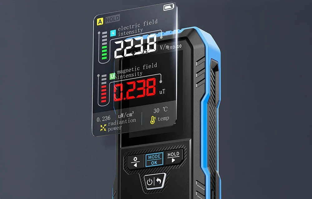 FNIRSI ERD-10 electromagnetic radiation detector aprašymas - Prekės nuotrauka
