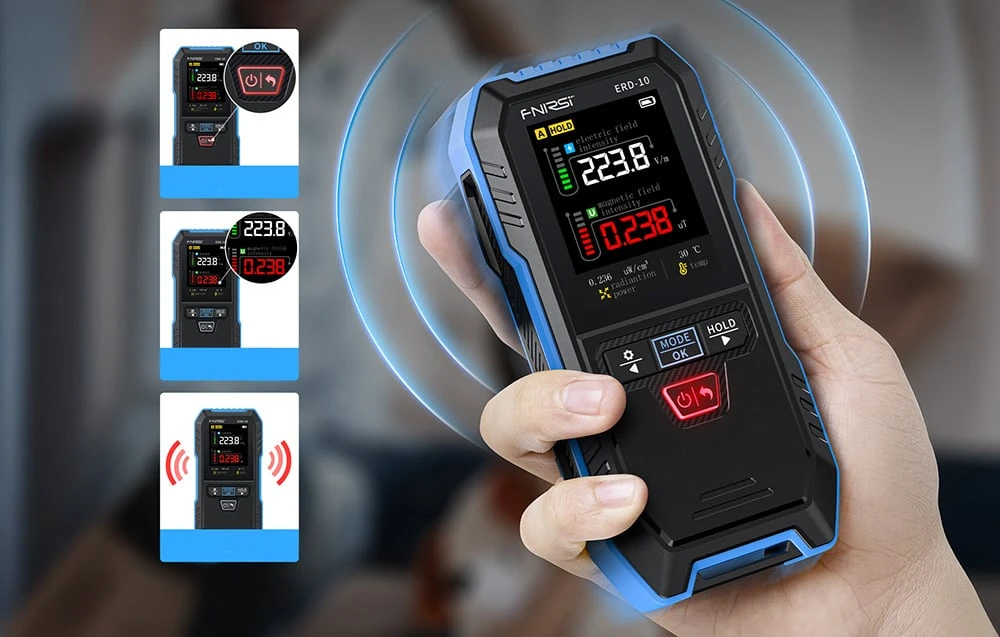 FNIRSI ERD-10 electromagnetic radiation detector aprašymas - Prekės nuotrauka