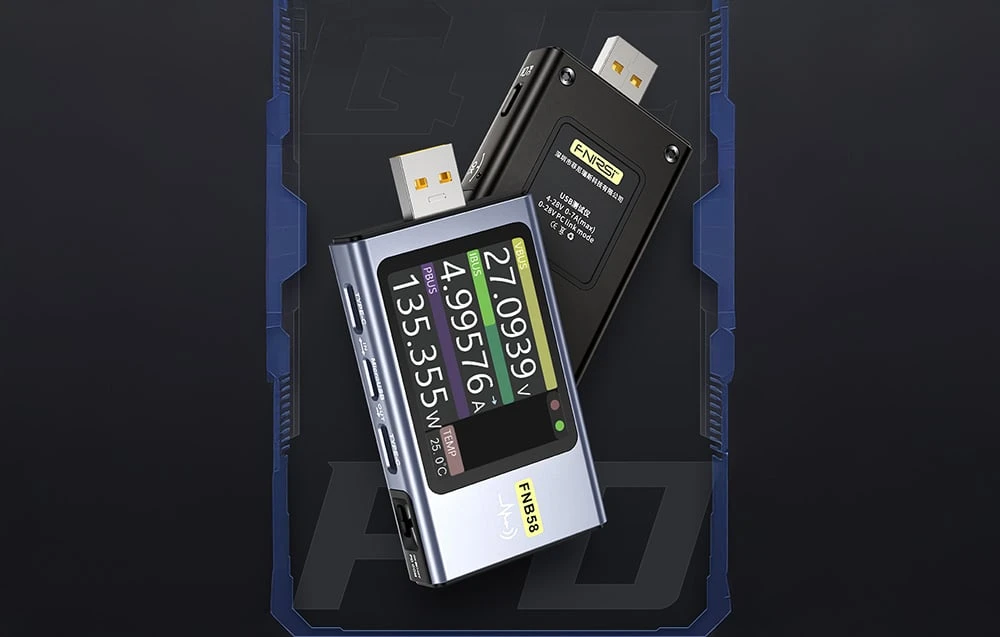 FNIRSI FNB58 BT USB port tester with Bluetooth aprašymas - Prekės nuotrauka