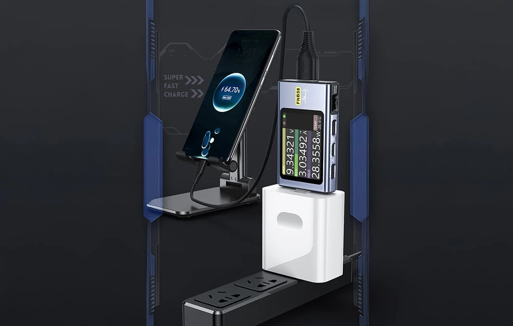 FNIRSI FNB58 BT USB port tester with Bluetooth aprašymas - Prekės nuotrauka