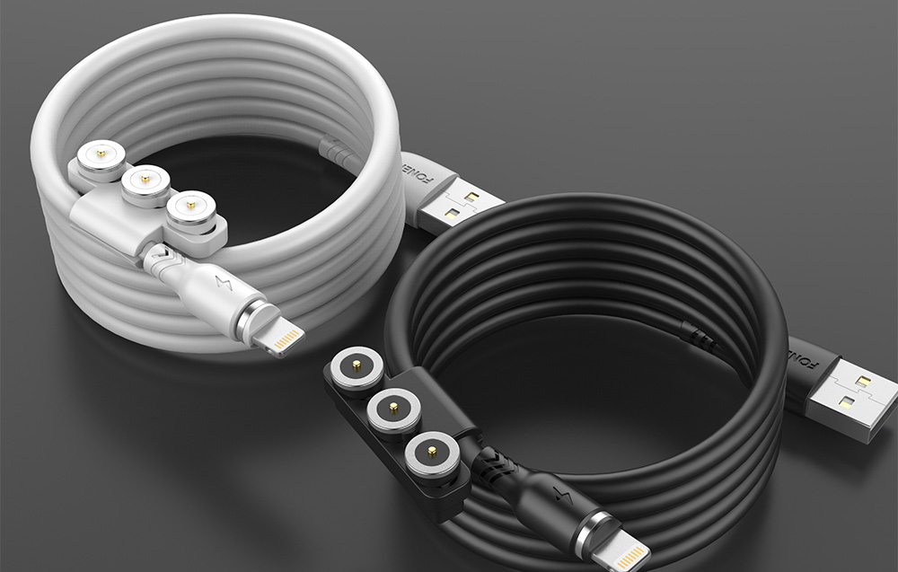 Foneng X62 Magnetic 3in1 USB į USB-C / Lightning / Micro USB kabelis, 2.4A, 1m (juodas) aprašymas - Prekės nuotrauka