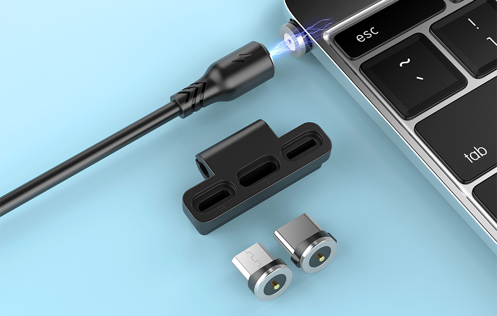 Foneng X62 Magnetic 3in1 USB į USB-C / Lightning / Micro USB kabelis, 2.4A, 1m (baltas) aprašymas - Prekės nuotrauka Foneng X62 Magnetic 3in1 USB į USB-C / Lightning / Micro USB kabelis, 2.4A, 1m (baltas) aprašymas - Prekės nuotrauka