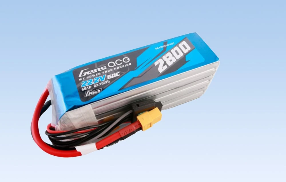 Gens ace G-Tech 2800mAh 22.2V 60C 6S1P Lipo baterijų paketas su XT60 kištuku aprašymas - Prekės nuotrauka