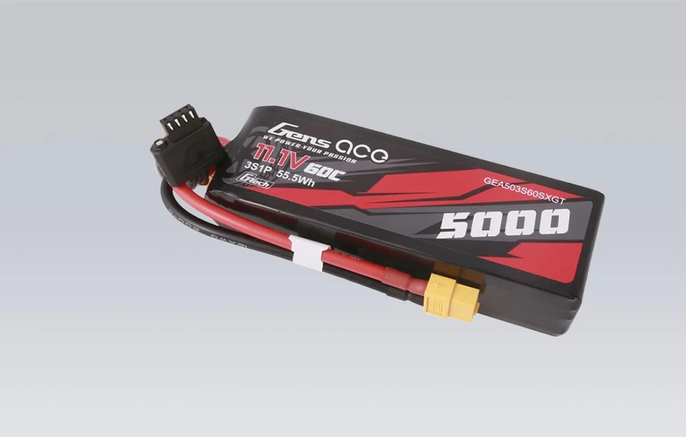 Gens ace G-Tech 5000 mAh 11.1V 60C 3S1P trumpo dydžio lipo su XT60 kištuku aprašymas - Prekės nuotrauka Gens ace G-Tech 5000 mAh 11.1V 60C 3S1P trumpo dydžio lipo su XT60 kištuku aprašymas - Prekės nuotrauka