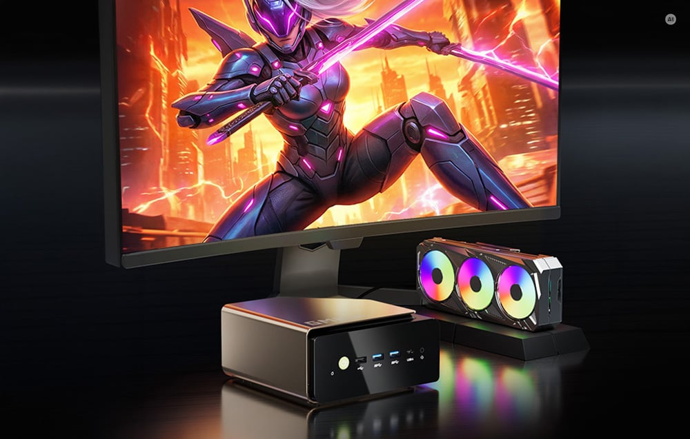 GMKTEC EVO-T2S Mini PC with Intel Panther Lake X7 358H, 64GB, and 1TB aprašymas - Prekės nuotrauka