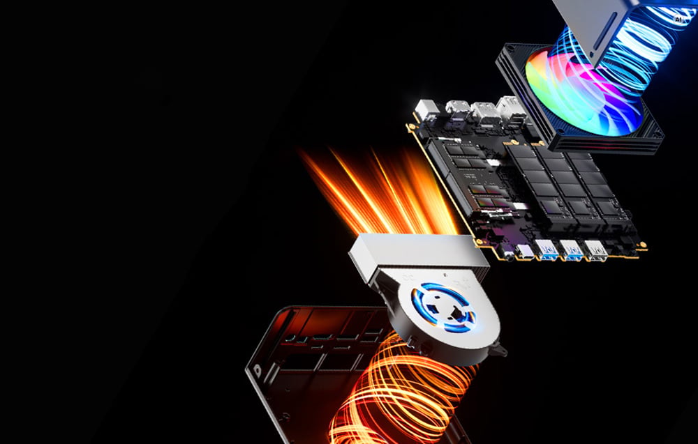 GMKTEC EVO-T2S Mini PC with Intel Panther Lake X7 358H, 64GB, and 1TB aprašymas - Prekės nuotrauka
