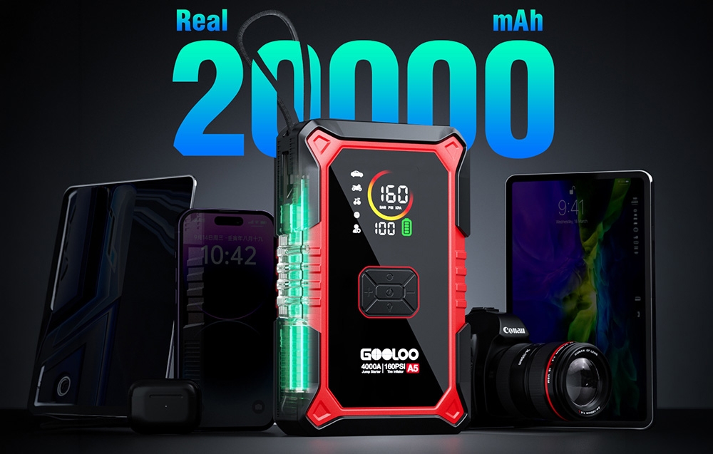 GOOLOO A5 2-in-1 Jump Starter with Compressor aprašymas - Prekės nuotrauka