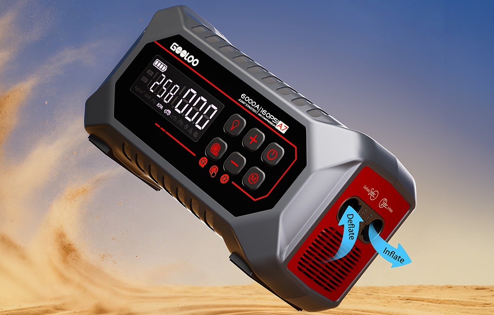 Paleidimo Įrenginys - GOOLOO A7 88,8 Wh 6 000 A Su 160 PSI Oro Kompresoriumi aprašymas - Prekės nuotrauka Paleidimo Įrenginys - GOOLOO A7 88,8 Wh 6 000 A Su 160 PSI Oro Kompresoriumi aprašymas - Prekės nuotrauka