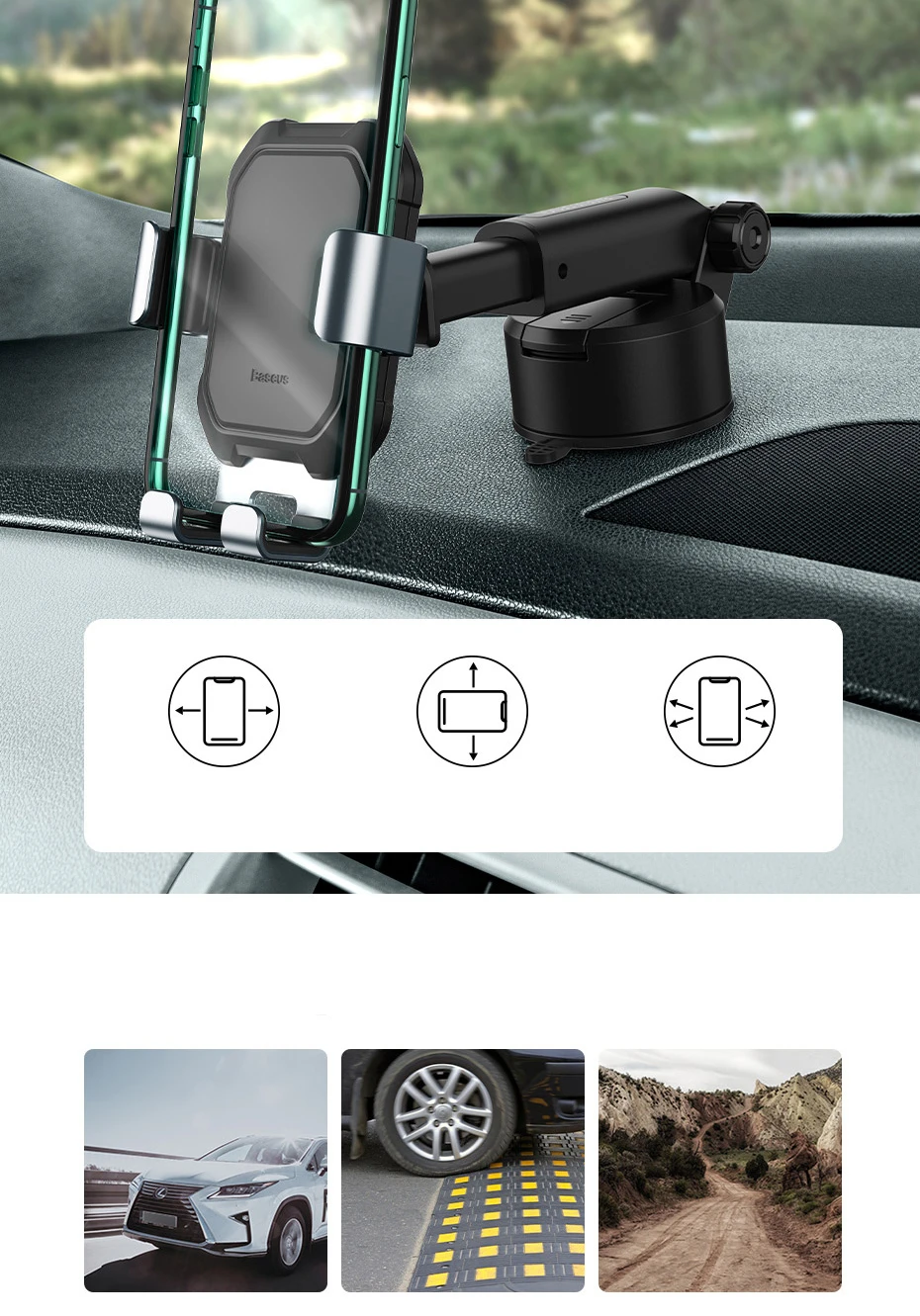 Gravity automobilinis laikiklis Baseus Tank telefonui su siurbtuku - Juodas aprašymas - Prekės nuotrauka Gravity automobilinis laikiklis Baseus Tank telefonui su siurbtuku - Juodas aprašymas - Prekės nuotrauka