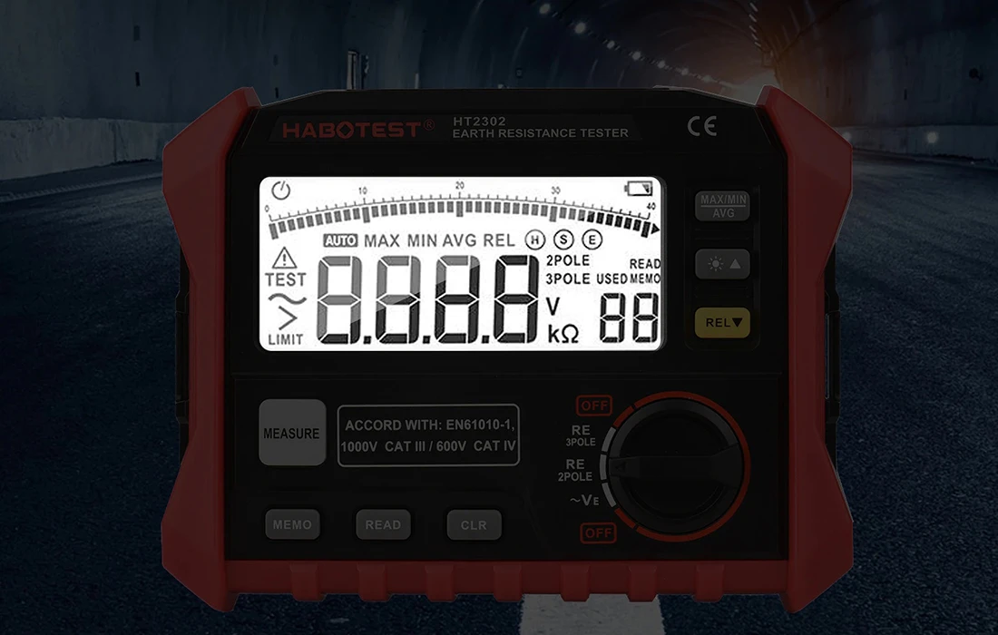 Habotest HT2302 skaitmeninis žemės atsparumo testeris aprašymas - Prekės nuotrauka Habotest HT2302 skaitmeninis žemės atsparumo testeris aprašymas - Prekės nuotrauka
