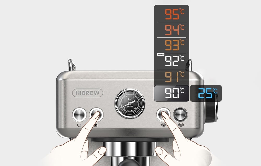 Kavos aparatas HiBREW H10A temperatūros kontroliuojamos kolbos espreso aparatas aprašymas - Prekės nuotrauka Kavos aparatas HiBREW H10A temperatūros kontroliuojamos kolbos espreso aparatas aprašymas - Prekės nuotrauka
