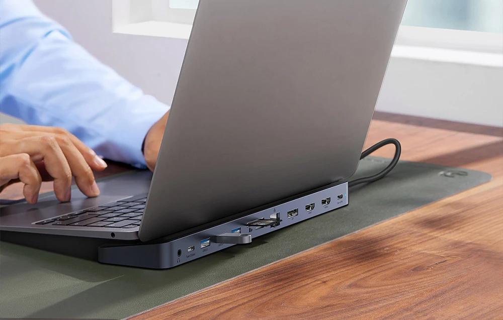 Hub 12w1 Baseus EliteJoy Gen2 serijos USB-C do 2xHDMI+ 3xUSB 3.0+ PD+ DP+ SD/TF+ RJ45+Type-C+ 3.5 mm (tamsiai pilka) aprašymas - Prekės nuotrauka Hub 12w1 Baseus EliteJoy Gen2 serijos USB-C do 2xHDMI+ 3xUSB 3.0+ PD+ DP+ SD/TF+ RJ45+Type-C+ 3.5 mm (tamsiai pilka) aprašymas - Prekės nuotrauka