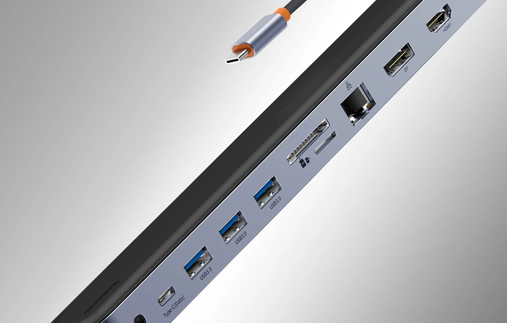 Hub 12w1 Baseus EliteJoy Gen2 serijos USB-C do 2xHDMI+ 3xUSB 3.0+ PD+ DP+ SD/TF+ RJ45+Type-C+ 3.5 mm (tamsiai pilka) aprašymas - Prekės nuotrauka Hub 12w1 Baseus EliteJoy Gen2 serijos USB-C do 2xHDMI+ 3xUSB 3.0+ PD+ DP+ SD/TF+ RJ45+Type-C+ 3.5 mm (tamsiai pilka) aprašymas - Prekės nuotrauka