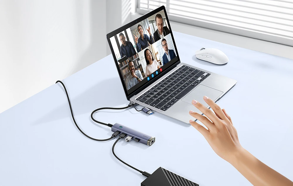 4in1 šakotuvas „Baseus UltraJoy“ su USB-A ir USB-C jungtimis, 3xUSB3.0+USB-C+RJ45 (pilkas) aprašymas - Prekės nuotrauka 4in1 šakotuvas „Baseus UltraJoy“ su USB-A ir USB-C jungtimis, 3xUSB3.0+USB-C+RJ45 (pilkas) aprašymas - Prekės nuotrauka