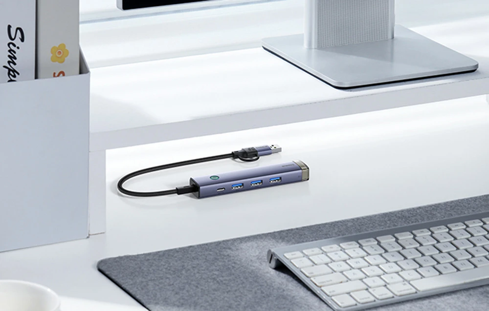 4in1 šakotuvas „Baseus UltraJoy“ su USB-A ir USB-C jungtimis, 3xUSB3.0+USB-C+RJ45 (pilkas) aprašymas - Prekės nuotrauka 4in1 šakotuvas „Baseus UltraJoy“ su USB-A ir USB-C jungtimis, 3xUSB3.0+USB-C+RJ45 (pilkas) aprašymas - Prekės nuotrauka