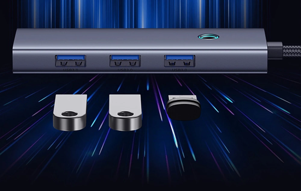 Baseus Hub 5in1 UltraJoy 5-Port 1xHDMI4K@30Hz + 4xUSB 3.0 - pilkas aprašymas - Prekės nuotrauka Baseus Hub 5in1 UltraJoy 5-Port 1xHDMI4K@30Hz + 4xUSB 3.0 - pilkas aprašymas - Prekės nuotrauka