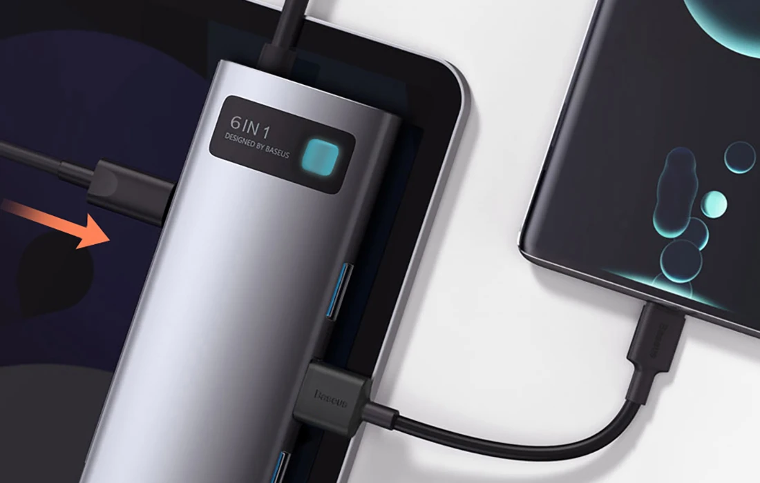 Baseus Metal Gleam serijos 6in1 šakotuvas USB-C - 3x USB 3.0 HDMI USB-C PD Ethernet RJ45 aprašymas - Prekės nuotrauka Baseus Metal Gleam serijos 6in1 šakotuvas USB-C - 3x USB 3.0 HDMI USB-C PD Ethernet RJ45 aprašymas - Prekės nuotrauka