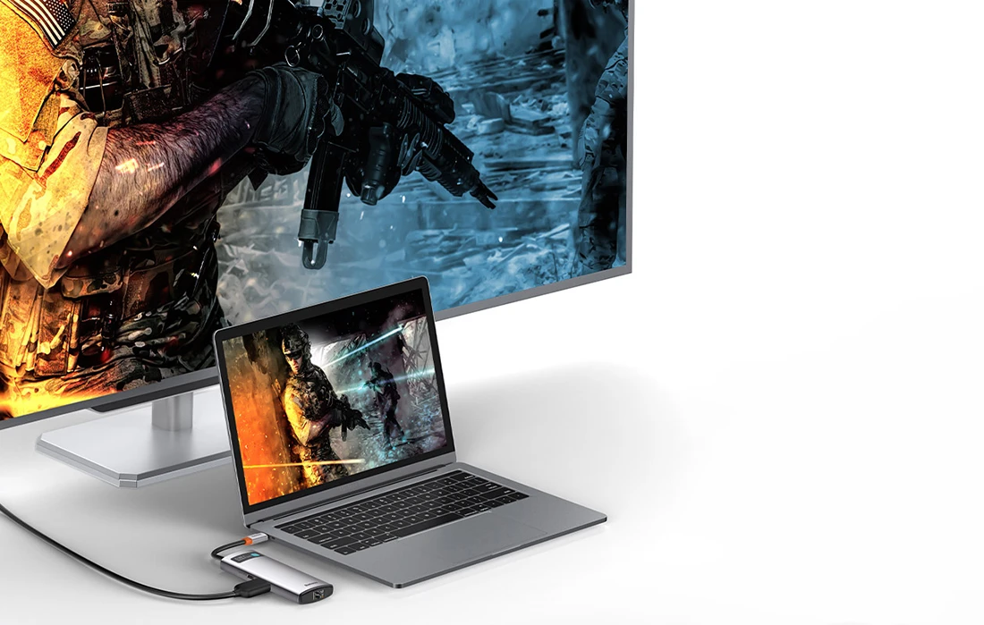 Baseus Metal Gleam serijos 6in1 šakotuvas USB-C - 3x USB 3.0 HDMI USB-C PD Ethernet RJ45 aprašymas - Prekės nuotrauka Baseus Metal Gleam serijos 6in1 šakotuvas USB-C - 3x USB 3.0 HDMI USB-C PD Ethernet RJ45 aprašymas - Prekės nuotrauka