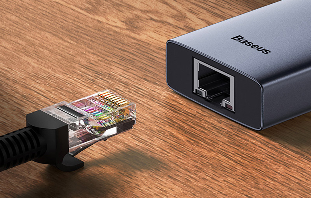 „Baseus UltraJoy“ 7 prievadų šakotuvas 7w1 (USB-C į 1xHDMI4K@30Hz + 2xUSB 3.0 + 1xPD +RJ45 + SD/TF3.0) aprašymas - Prekės nuotrauka