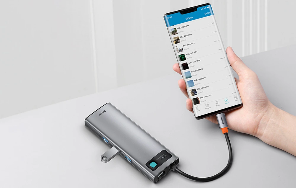 Šakotuvas 9in1 Baseus Metal Gleam Series, USB-C į 3x USB 3.0 + HDMI + USB-C PD + Ethernet RJ45 + Micro SD/SD + VGA aprašymas - Prekės nuotrauka Šakotuvas 9in1 Baseus Metal Gleam Series, USB-C į 3x USB 3.0 + HDMI + USB-C PD + Ethernet RJ45 + Micro SD/SD + VGA aprašymas - Prekės nuotrauka