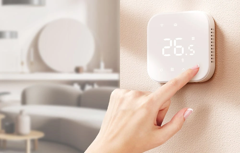 Meross MTS215MA 16A Wifi Matter išmanus termostatas elektriniam grindų šildymui, baltas aprašymas - Prekės nuotrauka
