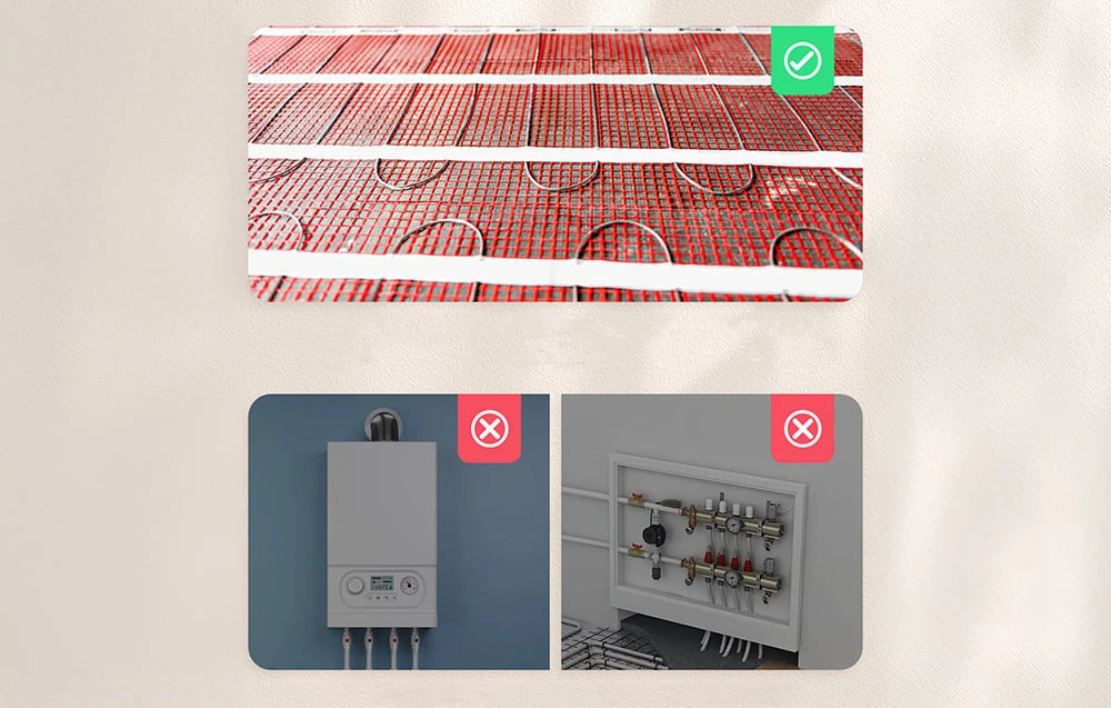 Meross MTS215MA 16A Wifi Matter išmanus termostatas elektriniam grindų šildymui, baltas aprašymas - Prekės nuotrauka