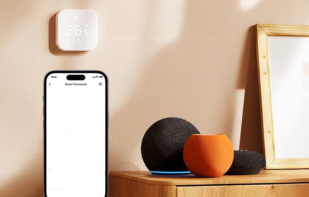 Meross MTS215MA 16A Wifi Matter išmanus termostatas elektriniam grindų šildymui, baltas aprašymas - Prekės nuotrauka