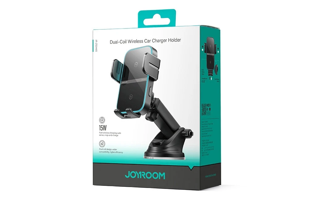 Joyroom JR-ZS246 S inductive charger holder for dashboard – juodas aprašymas - Prekės nuotrauka Joyroom JR-ZS246 S inductive charger holder for dashboard – juodas aprašymas - Prekės nuotrauka