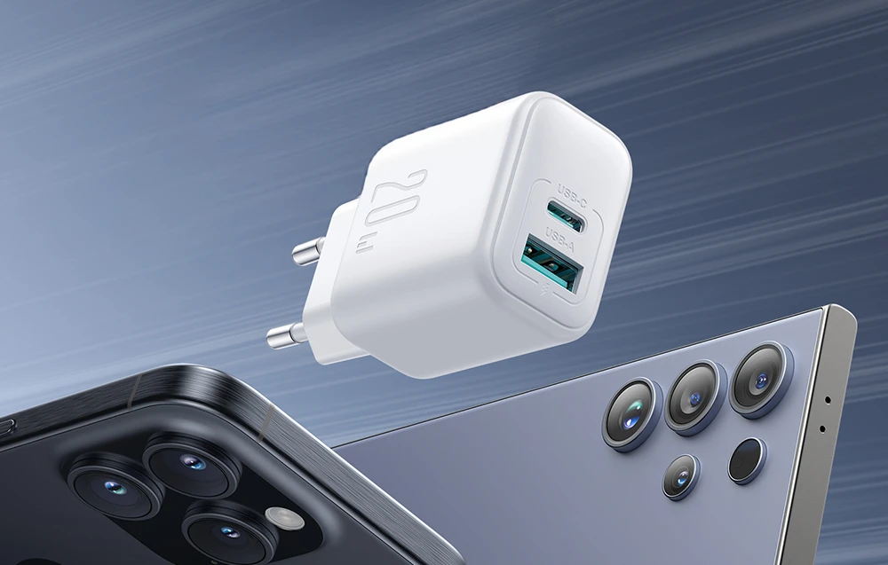 Įkroviklis Joyroom JR-TCF21 20W USB-C/USB-A baltas aprašymas - Prekės nuotrauka Įkroviklis Joyroom JR-TCF21 20W USB-C/USB-A baltas aprašymas - Prekės nuotrauka