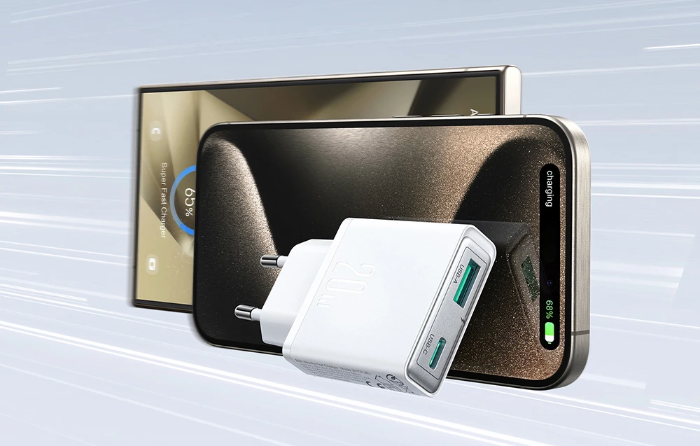 Įkroviklis Joyroom Super Slim (TCF14) (1xUSB-C;1xUSB 3A 20W) baltas aprašymas - Prekės nuotrauka Įkroviklis Joyroom Super Slim (TCF14) (1xUSB-C;1xUSB 3A 20W) baltas aprašymas - Prekės nuotrauka