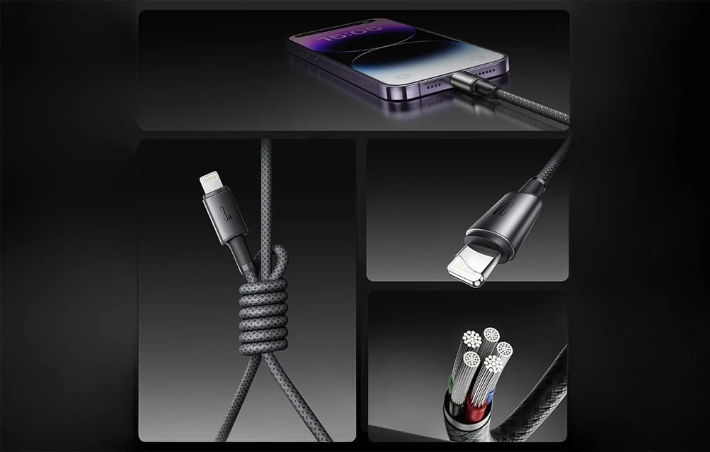 USB kabelis Joyroom SA-50 USB-A to Lightning 3A 1.2m tamsiai pilkas aprašymas - Prekės nuotrauka