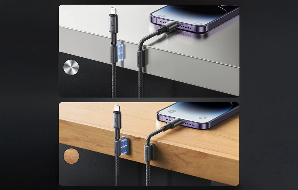 USB kabelis Joyroom SA-50 USB-A to Lightning 3A 1.2m tamsiai pilkas aprašymas - Prekės nuotrauka