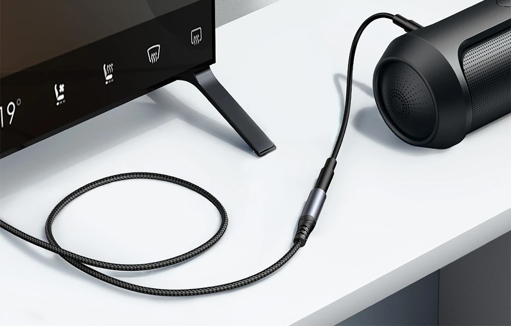 Audio kabelis Joyroom SY-A09 3,5mm (M) to 3,5mm (F) 1.2m juodas aprašymas - Prekės nuotrauka