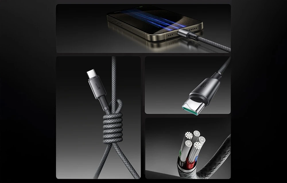 USB kabelis Joyroom SA-50 USB-A to USB-C 3A 1.2m tamsiai pilkas aprašymas - Prekės nuotrauka