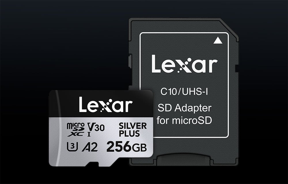 Atminties kortelė Lexar 256GB Micro SDXC Professional Sidabrinis Plus UHS-I A2 V30 U3 4K aprašymas - Prekės nuotrauka Atminties kortelė Lexar 256GB Micro SDXC Professional Sidabrinis Plus UHS-I A2 V30 U3 4K aprašymas - Prekės nuotrauka