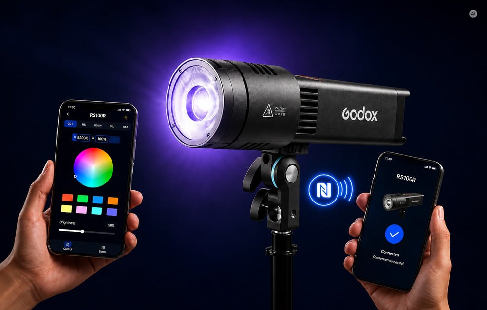 Apšvietimo Įranga - Godox RS100Bi Bicolor LED Šviesa 28,600 Lux 2800K-6500K aprašymas - Prekės nuotrauka