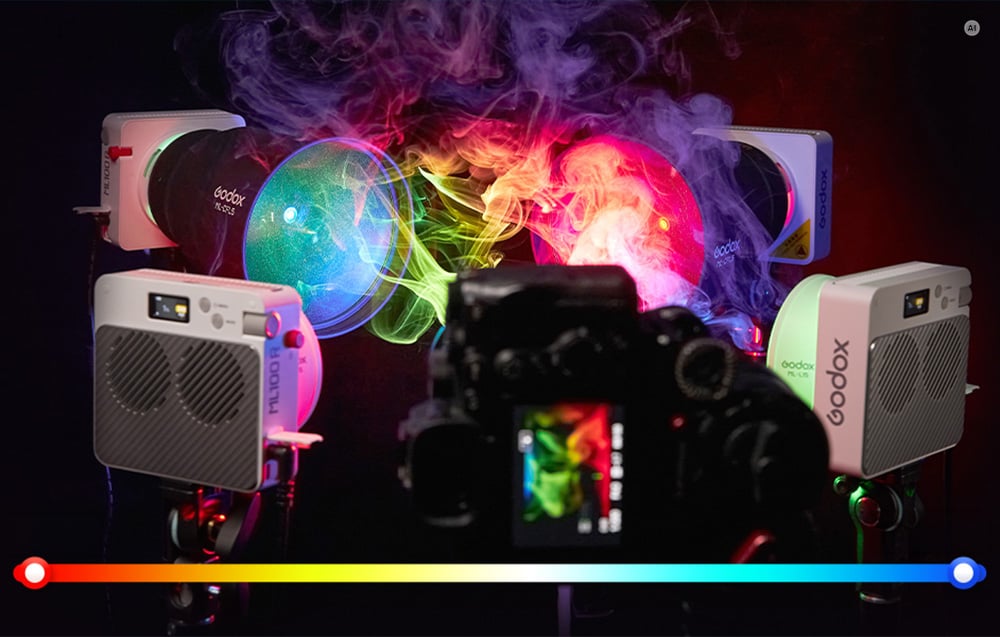 Apšvietimo įranga - Godox ML100R Nešiojama LED RGB Šviesa 1800K-10000K aprašymas - Prekės nuotrauka