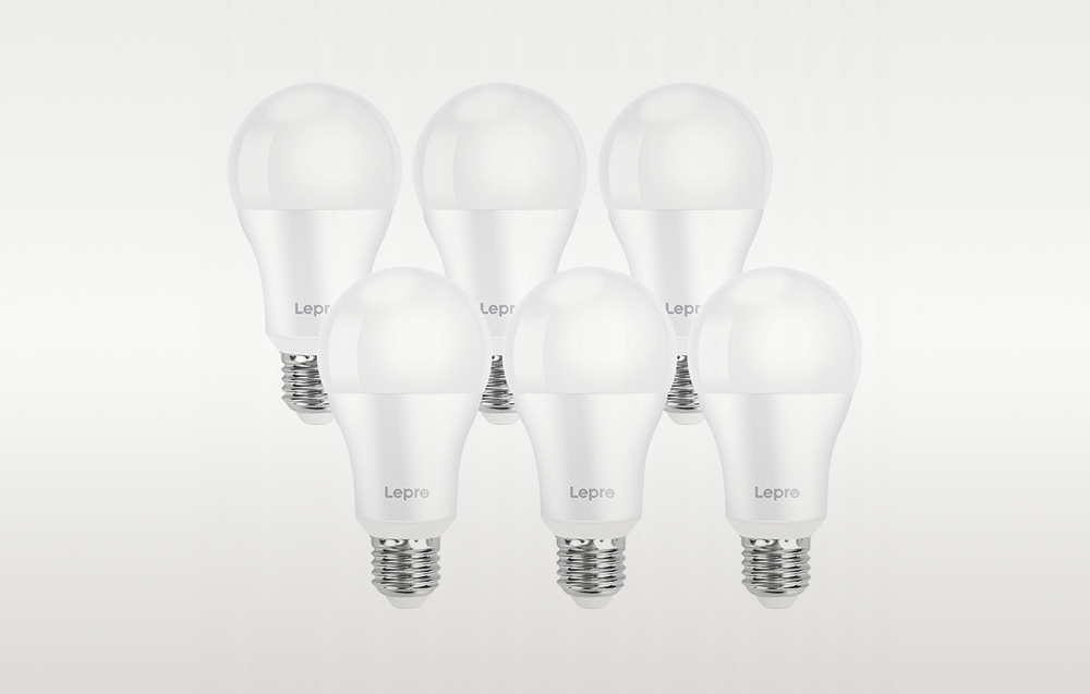 LEPRO 100080-DW-EU-6 LED Bulb, E27, A60, 13W (100W), 1521 lm, 6500K, 180°, 6-pack aprašymas - Prekės nuotrauka