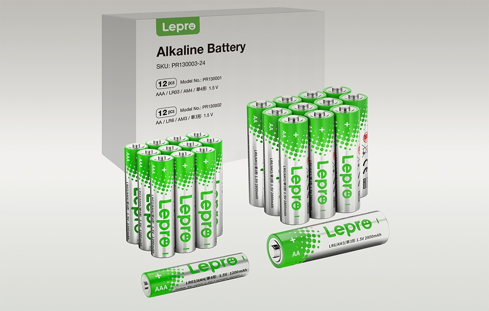 LEPRO 130003-24 AA/AAA Alkaline Batteries, 24-Pack aprašymas - Prekės nuotrauka