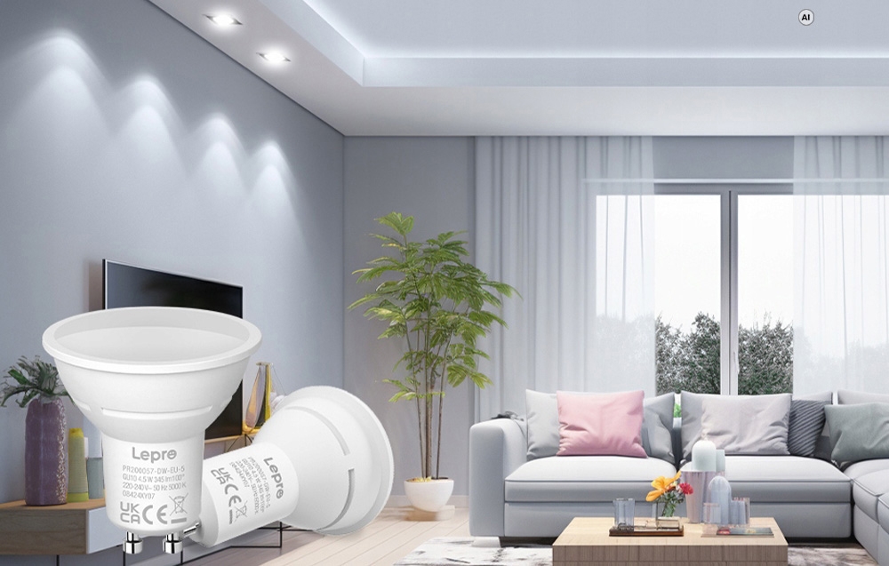 LEPRO 200057-DW-EU-5 GU10 LED Bulb, 4.5W (50W), 345 lm, 5000K, 100°, 5 pcs. aprašymas - Prekės nuotrauka